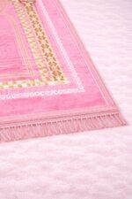 Janamaz Prayer Mat – Turkey Soft Velvet Namaz Mat | Premium Aasan for Daily Salah, Janimaz Namaz, Comfortable & Durable Prayer Mat |44x28 Inch, Plain - Pink - Image 5