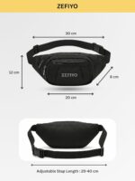 Waist Bag for Men & Women | Lightweight & Spacious Crossbody Fanny Pack – Adjustable Strap, Zipper & Pockets, Durable – Money Belt for Travel, Trekking, Gym, Outdoor | Polyester, Black - Image 6