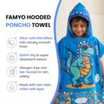 Famyo® Hood Maxx Poncho Towel for Kids 1–7 Years| Quick Dry Kids Towel| Soft Lightweight Baby Wrap for Beach | 60 X 60Cm Toddler Pool Towel for Boys & Girls | Micro-Fiber Bath Towels | Rexy the Dino - Image 3