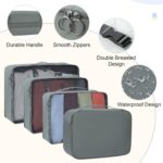 Lubardy Nylon 7 Set Packing Cubes For Suitcases Foldable Travel Luggage Packing Organizers With Laundry Bag & Shoe Bag For Women Men Lightweight Travel Packing Cubes, Grey, One Size - Image 3