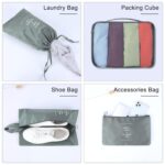 Lubardy Nylon 7 Set Packing Cubes For Suitcases Foldable Travel Luggage Packing Organizers With Laundry Bag & Shoe Bag For Women Men Lightweight Travel Packing Cubes, Grey, One Size - Image 4