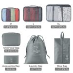Lubardy Nylon 7 Set Packing Cubes For Suitcases Foldable Travel Luggage Packing Organizers With Laundry Bag & Shoe Bag For Women Men Lightweight Travel Packing Cubes, Grey, One Size - Image 5