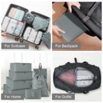 Lubardy Nylon 7 Set Packing Cubes For Suitcases Foldable Travel Luggage Packing Organizers With Laundry Bag & Shoe Bag For Women Men Lightweight Travel Packing Cubes, Grey, One Size - Image 6