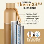 Perch Zenith ISI Certified Hot and Cold Steel Water Bottle 1 LTR, Vacuum Insulated Flask for Adults | BPA-Free, Leakproof | Easy to Carry Bottle for Office, School, Gym (Amber Brown) - Image 3