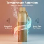 Perch Zenith ISI Certified Hot and Cold Steel Water Bottle 1 LTR, Vacuum Insulated Flask for Adults | BPA-Free, Leakproof | Easy to Carry Bottle for Office, School, Gym (Amber Brown) - Image 5