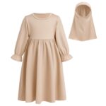 ODASDO Newborn Infant Baby Girls Muslim Abaya Prayer Dress with Hijab Middle East Arabian Dubai Robe Ramadan Eid Clothes - Image 3