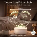 Personalized Muslim Couple Acrylic LED Lamp | Custom Name Islamic Wedding Gift Night Light | Nikah Anniversary Bedroom Decor Warm Light USB Powered White Base | (5.5x5.5 Inch) - Image 4