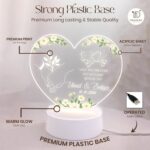 Personalized Muslim Couple Acrylic LED Lamp | Custom Name Islamic Wedding Gift Night Light | Nikah Anniversary Bedroom Decor Warm Light USB Powered White Base | (5.5x5.5 Inch) - Image 8