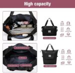 Cherryland Oxford Fabric Large Capacity Travel Bag, Foldable Travel Bag, Expandable Travel Duffel Bag, Collapsible Waterproof Large Capacity Travel Handbag, Overnight Bag for Women, Black - Image 7