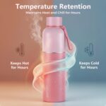 Perch Zenith ISI Certified Hot and Cold Steel Water Bottle 1 LTR, Vacuum Insulated Flask for Adults | BPA-Free, Leakproof | Easy to Carry Bottle for Office, School, Gym (Baby Pink) - Image 5