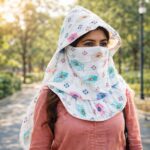 Women’s Cotton Sun Protection Scarf - Anti-Tan Face Mask & Head Cover for Scooty Driving, Breathable UV Shield Dupatta with Floral Print, White Universal Size - Image 7