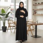 Women Firdous Fabric Solid Abaya Burqa with Floral Embroidery Sleeve | Classic Fit | Without Dupatta - Image 4