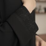 Women Firdous Fabric Solid Abaya Burqa with Floral Embroidery Sleeve | Classic Fit | Without Dupatta - Image 6