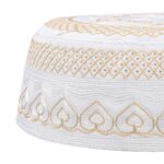 MioCloth Muslim Kufi Prayer Hat for Men Boy Embroidery Kufi Cap Islamic Prayer Round Hat Summer Headwear - Image 4