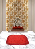 Kuber Industries Velvet Flower Print Pooja Aasan/Prayer Aasan/Meditation Mat for Home (Red) 54KM4128 - Image 4