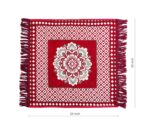 Pack of 2 Pieces Velvet Prayer Mat 2x2 Ft | Traditional Asana Pooja mat for Sitting 24x24 Inches | Aasan Mat for Puja Mandir | Meditation Assan Mat | Multipurpose Area Rug, Red Floral - Image 3