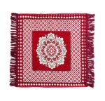Pack of 2 Pieces Velvet Prayer Mat 2x2 Ft | Traditional Asana Pooja mat for Sitting 24x24 Inches | Aasan Mat for Puja Mandir | Meditation Assan Mat | Multipurpose Area Rug, Red Floral - Image 6