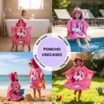 Famyo® Poncho Hooded Towel for Kids 1–7 Years | Quick Dry Kids Towel | Soft Lightweight Baby Wrap for Beach | 60 X 60Cm Toddler Pool Towel for Boys & Girls | Micro-Fiber Bath Towels | Hairy Unicorn - Image 3