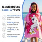 Famyo® Poncho Hooded Towel for Kids 1–7 Years | Quick Dry Kids Towel | Soft Lightweight Baby Wrap for Beach | 60 X 60Cm Toddler Pool Towel for Boys & Girls | Micro-Fiber Bath Towels | Hairy Unicorn - Image 5