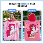 Famyo® Poncho Hooded Towel for Kids 1–7 Years | Quick Dry Kids Towel | Soft Lightweight Baby Wrap for Beach | 60 X 60Cm Toddler Pool Towel for Boys & Girls | Micro-Fiber Bath Towels | Hairy Unicorn - Image 6