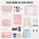 Nylon 7Pcs Travel Organizer Pouch Packing Cubes For Clothes Space Savers Bags Cosmetics/Underwear/Socks/Shoes Toiletry Bag Laundry Organiser (Pink) - Image 6