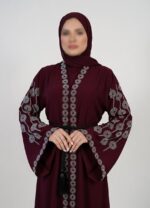 Women Firdous Fabric Embellished Abaya | Stone Work Design | Long Sleeve | Without Dupatta - Image 3