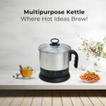 SOLARA Electric Kettle Multipurpose 1.5 Litre, 600 Watts, Stainless Steel Body with Glass Lid, 3 Boiling Modes, for Hot Water, Milk, Tea, Coffee, Cooking Oats, Noodles, Soup, Egg Boiler Machine-Black - Image 5