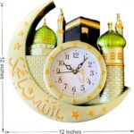 Islamic Wall Clock for Living Room | Arabic Number Islamic Wall Watch Plastic Big Size for Home Decor | Muslim Calligraphy Decorative Items, Perfect for Gifts(Art of makka & Madina) - Image 3