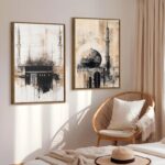 Kaaba Abstract Minimalist Islamic Canvas Painting With Frame For Living Room Islamic Kabba Framed Large Wall Art Painting for Decoration, Stylish, Wall Decor (Set of 2, 58x89 cm) - Image 7