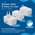 Ceptics Travel Adapter India to Europe, USA, UK, Australia, Africa, Chile, Italy, UAE & World Travel Plug Adapter, Safe Compact & Powerful USB Adapter (Universal Travel Adapter with Type C, 3-Pack) - Image 5