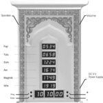 Wooden Laser Engraved Salah Prayer Time Clock with Azan | Islamic Table Top Namaz | Automatic Azan Alarm | LED Display Prayer Timing | Home & Office Use (Yellow) - Image 3