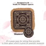 Kuber Industries Pack of 4 Velvet Pooja Mat For Sitting On Floor | Comfortable Eating Aasan for Home | Decorative Sitting Mat for Meditation & Mandir | Floral - Brown & Grey - Image 6