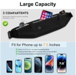 Running Belt Fanny Pack for Women，Water Resistant Large Capacity Waist Pack for iPhone 16 15 14 13 Samsung，Lightweight Running Phone Holder，Slim Money Belt Running Pouch for Hiking Outdoor, Black, 65 - Image 7