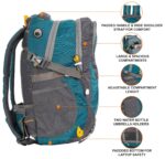 Half Moon 45L Hammer Waterproof Rucksack Bags for Men/Trekking Bags for Man | With 17.3" Laptop Compartment & Rain cover | For Trekking, Hiking, Travel Backpack for Men & Women (Sky Blue) - Image 4