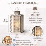 Wooden LED Lantern Lamp for Home Decor – Wooden Laser Cut Decorative Table Lantern Warm Light Night Lamp for Bedroom, Living Room, Ramadan & Eid Decoration 8 Inch, 5 Inch Width - Image 4
