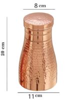 KC Pure Copper Designer Copper Water Bottle | Pitchers | Water Jug | Bedroom Jar | Bedside Bottle Carafes with Tumbler/Glass with Lid 1250 ML (Hammered) - Image 5