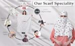 Printed Cotton Scarf with Face Cover | Lightweight Summer Hijab/Dupatta | Sun Protection Mask Scarf | White - Image 4