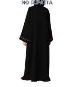 Women's Traditional Black Burqa with White Trim, Full Length 56 inches and chest is 44 inches comes without Dupatta - Image 4