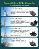 Wayona 38W Universal Charger Adapter with Type C & USB A International Travel Adapter, Portable Plug Socket, USB A QC 3.0 18W,Type C PD 20W, 3A Max Fast Charging Worldwide Travel Adapter (Black) - Image 5