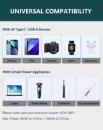 Wayona 38W Universal Charger Adapter with Type C & USB A International Travel Adapter, Portable Plug Socket, USB A QC 3.0 18W,Type C PD 20W, 3A Max Fast Charging Worldwide Travel Adapter (Black) - Image 6