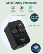 Wayona 38W Universal Charger Adapter with Type C & USB A International Travel Adapter, Portable Plug Socket, USB A QC 3.0 18W,Type C PD 20W, 3A Max Fast Charging Worldwide Travel Adapter (Black) - Image 7