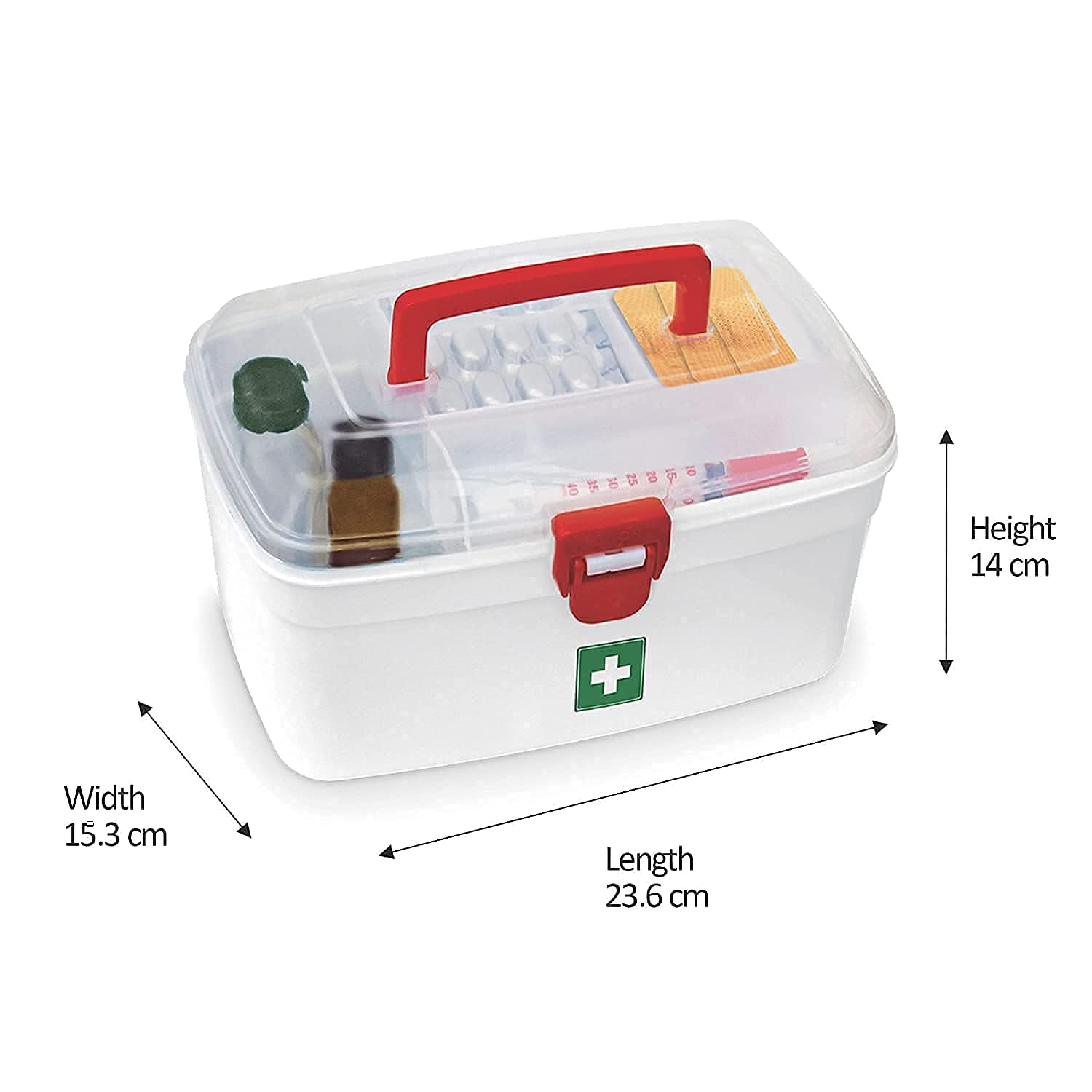 First Aid Medicine Storage Box With Handle - Plastic Medical Organizer Kit With Tray - Portable Emergency Medicine Container For Home, Office, Travel - Lockable Lid Storage Case(Multicolor) - Image 3