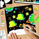 Imagimake DIY Neon Art Kit |Painting & Coloring Kit with Neon Brush Pens & Stamps| Mess Free Art & Craft kit for Kids 8-12 | Gift for Girls & Boys Ages 8,9,10,11,12 (UV Light Not Included) - Image 5