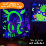Imagimake DIY Neon Art Kit |Painting & Coloring Kit with Neon Brush Pens & Stamps| Mess Free Art & Craft kit for Kids 8-12 | Gift for Girls & Boys Ages 8,9,10,11,12 (UV Light Not Included) - Image 6