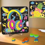 Imagimake DIY Neon Art Kit |Painting & Coloring Kit with Neon Brush Pens & Stamps| Mess Free Art & Craft kit for Kids 8-12 | Gift for Girls & Boys Ages 8,9,10,11,12 (UV Light Not Included) - Image 7