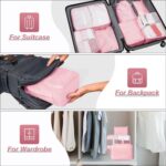 7pcs Set Travel Organizer Packing Cubes Lightweight Travel Luggage Organizers with Laundry Bag or Toiletry Bag Laundry Organiser Polyester, 20 x 10 x 5 cm (Pink) - Image 6