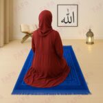 Modern Premium Janamaz Prayer Mat Musalla Soft Velvet Mat For Salah Musallah And Namaz, 20 Cm, 10, Blue, Rectangular - Image 4