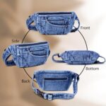 ZAINTO® Premium Denim Fanny Pack | Upcycled Waist Bag for Men & Women | Adjustable Slim Chest Bag | Eco-Friendly Lightweight Jeans Waist Pouch (Style 1) - Image 3
