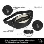 Water Resistant Waist Bag for Men & Women, Cross Body Fanny Waist Pouch Pack, Ideal for Hiking, Travel, Camping & Outdoor Sports Activities Money Belt with Adjustable Strap (Black) - Image 3