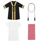 Newborn Baby Boy Muslim Abaya Sets Outfits Black Gold Kaftan White T Shirt Red Turban Arabic Dubai Outfits - Image 3